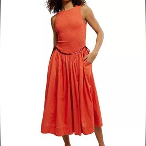 Free People Nightingale Smocked Midi Dress